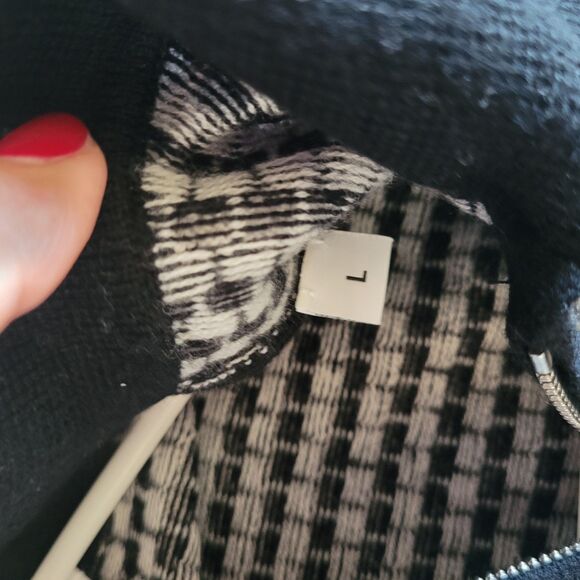Allude Womens Cashmere Wool Full Zip Sweater Jacket Sz Large Houndstooth Pockets - Picture 4 of 6
